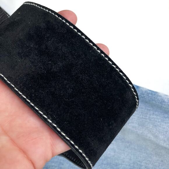 Vintage Michael Kors Black Suede & Leather Waist Belt | Y2K Statement Style - Picture 14 of 15